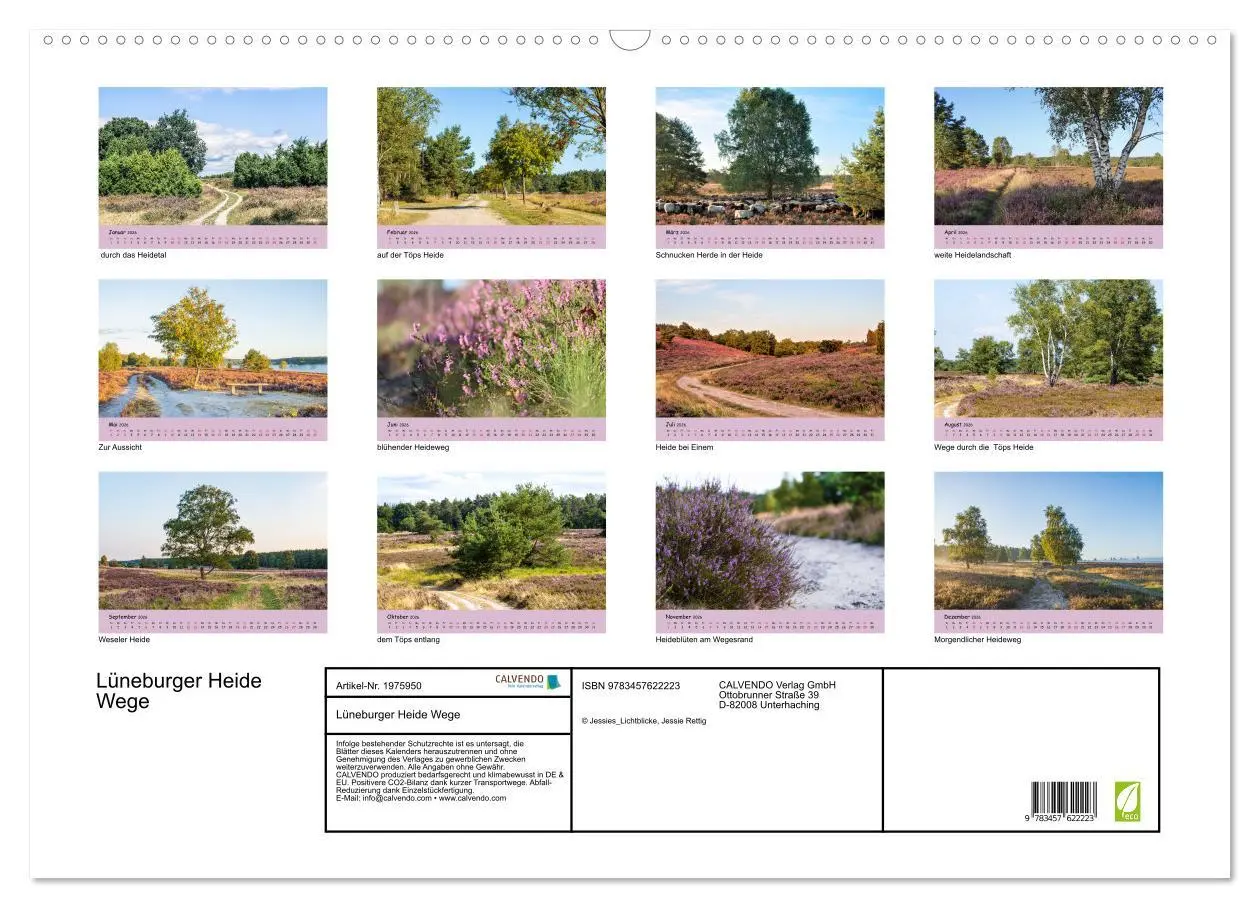 Bild: 9783457622223 | Lüneburger Heide Wege (Wandkalender 2026 DIN A2 quer), CALVENDO...