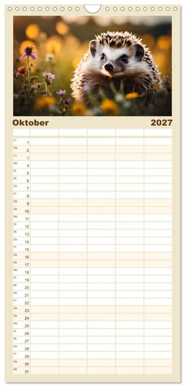 Bild: 9783594312223 | Familienplaner 2027 - Igel - Wildtier des Jahres 2024 mit 5 Spalten...