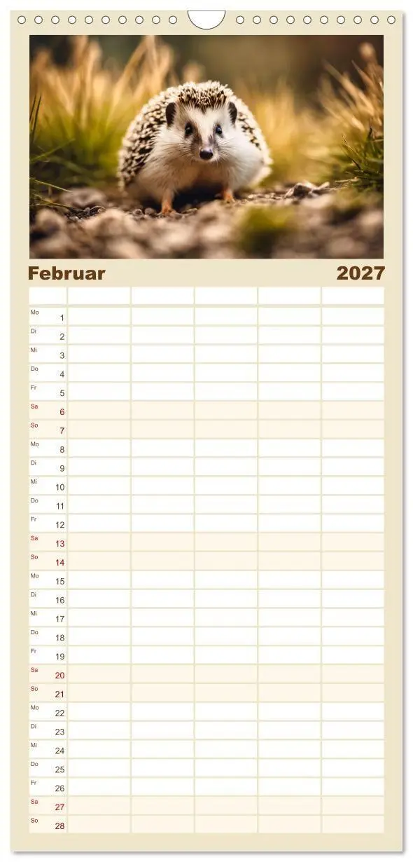 Bild: 9783594312223 | Familienplaner 2027 - Igel - Wildtier des Jahres 2024 mit 5 Spalten...