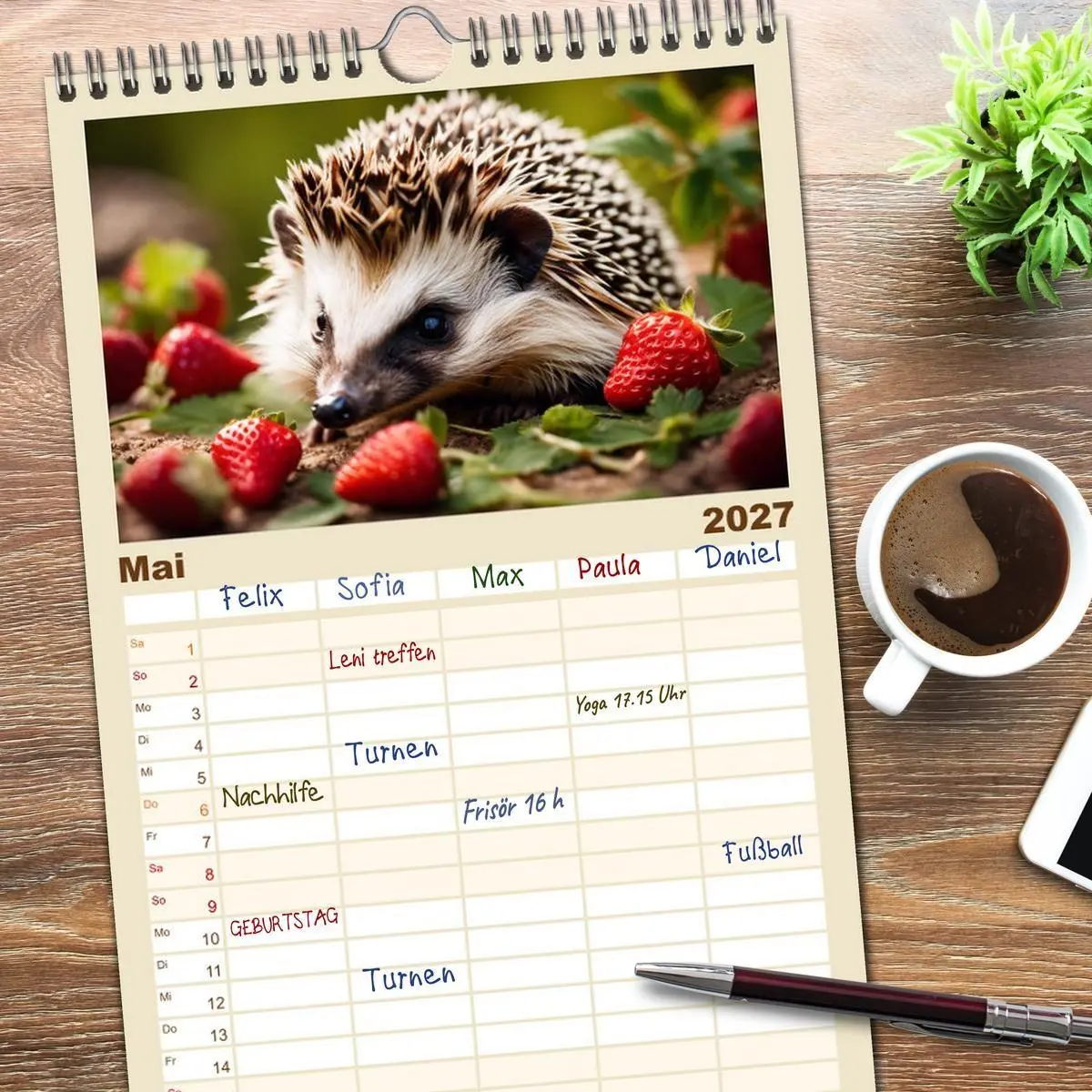 Bild: 9783594312223 | Familienplaner 2027 - Igel - Wildtier des Jahres 2024 mit 5 Spalten...