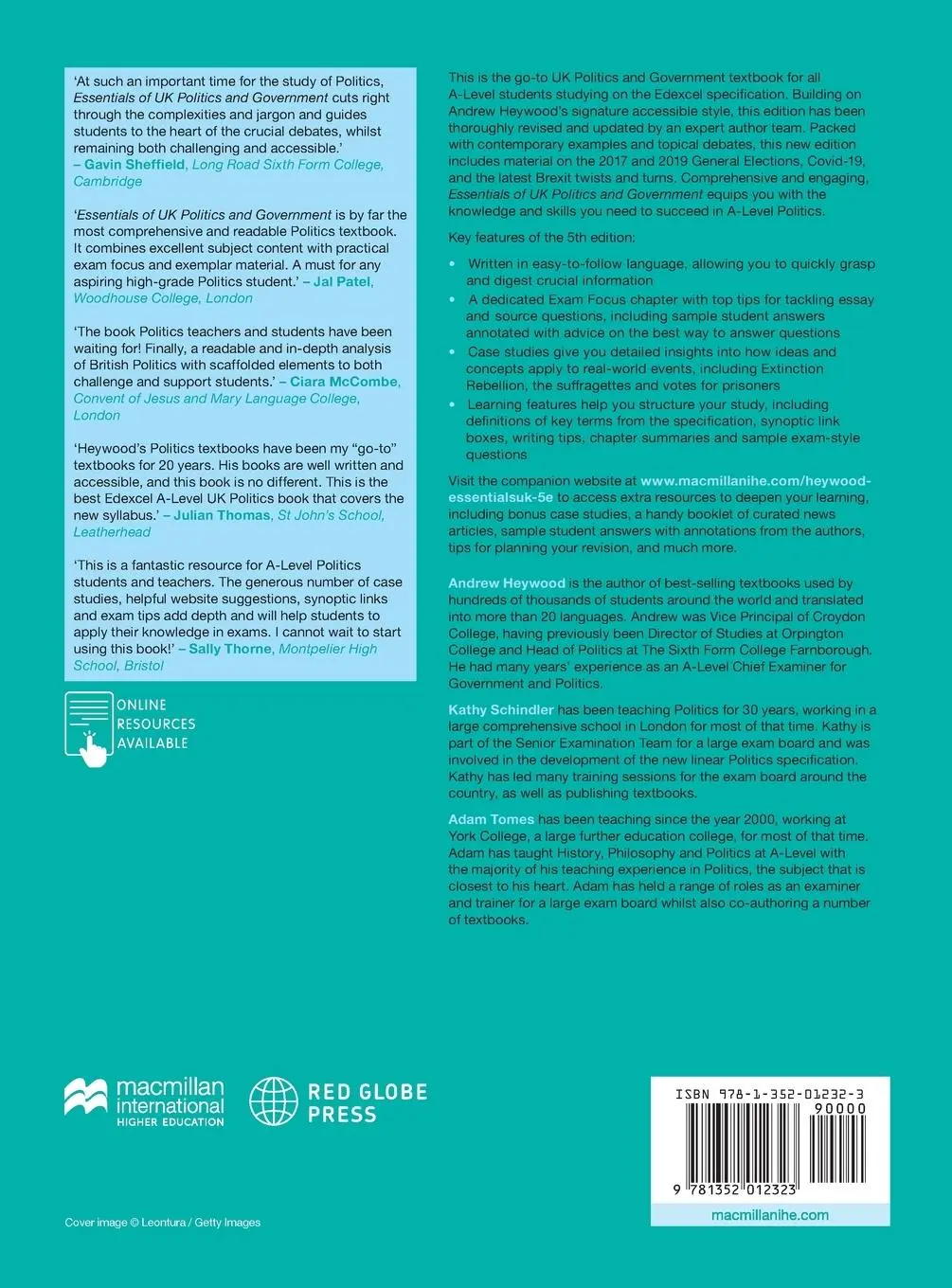 Rückseite: 9781352012323 | Essentials of UK Politics and Government | Adam Tomes (u. a.) | Buch