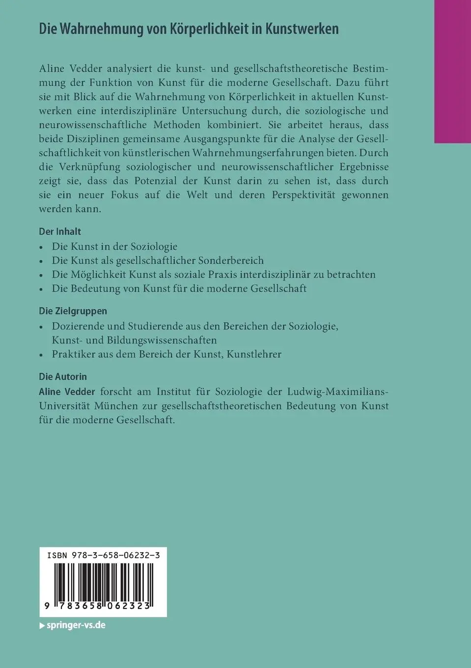Rückseite: 9783658062323 | Die Wahrnehmung von Körperlichkeit in Kunstwerken | Aline Vedder | xii