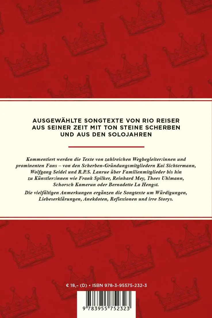 Rückseite: 9783955752323 | Ich will ich sein | Ausgewählte Songtexte | Rio Reiser | Taschenbuch