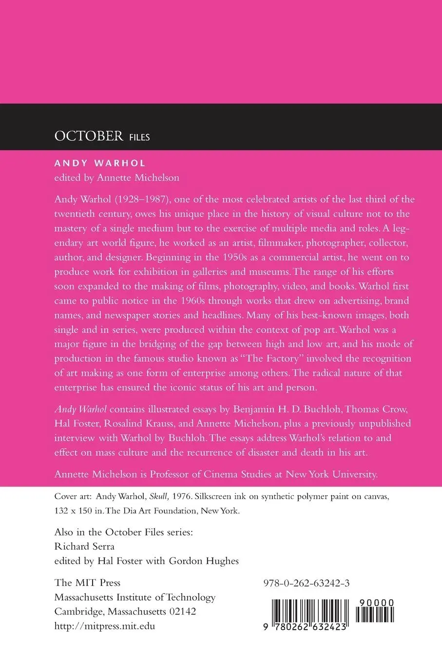 Rückseite: 9780262632423 | Andy Warhol | Annette Michelson | Taschenbuch | Englisch | 2002