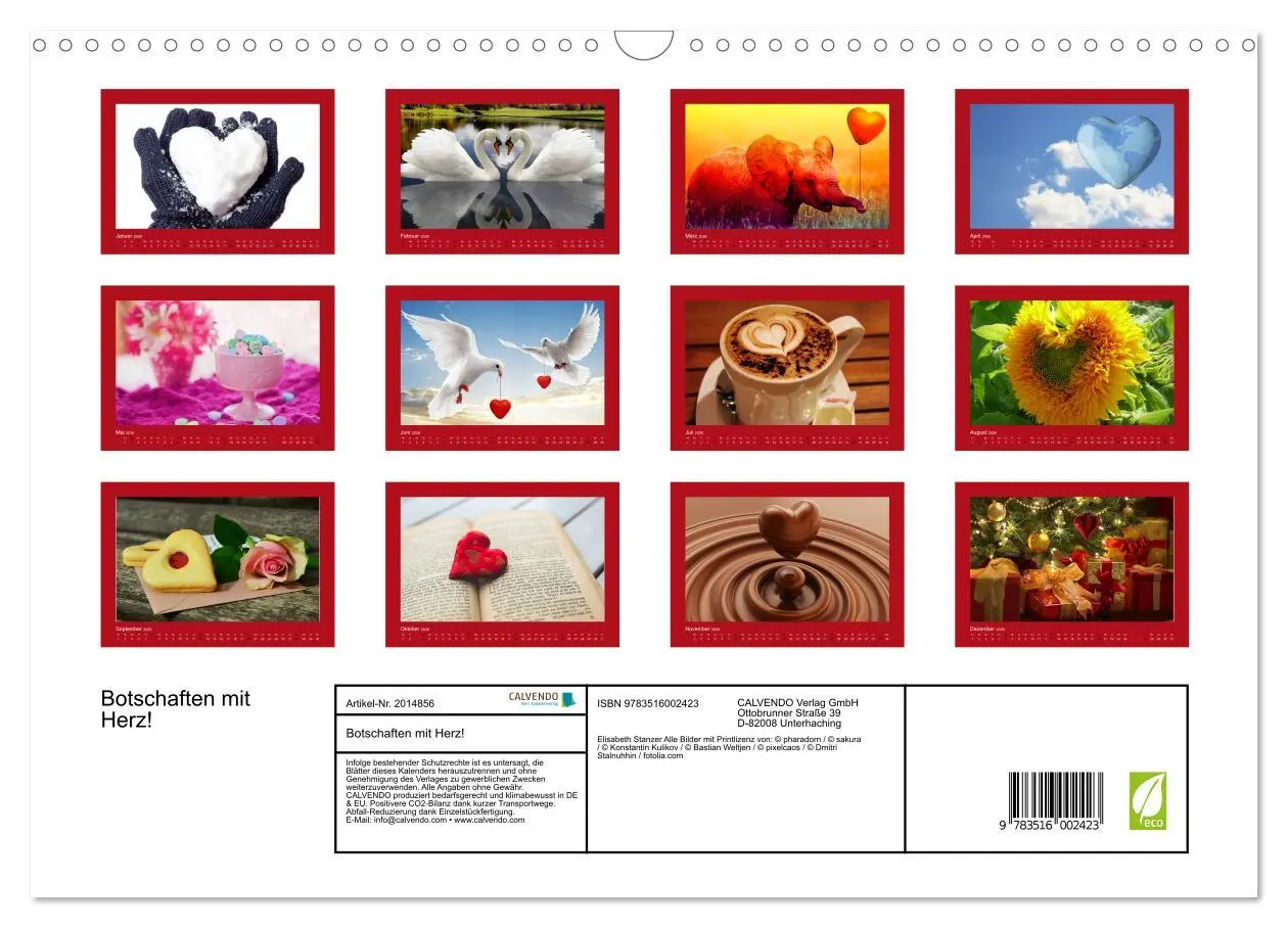 Bild: 9783516002423 | Botschaften mit Herz! (Wandkalender 2026 DIN A3 quer), CALVENDO...