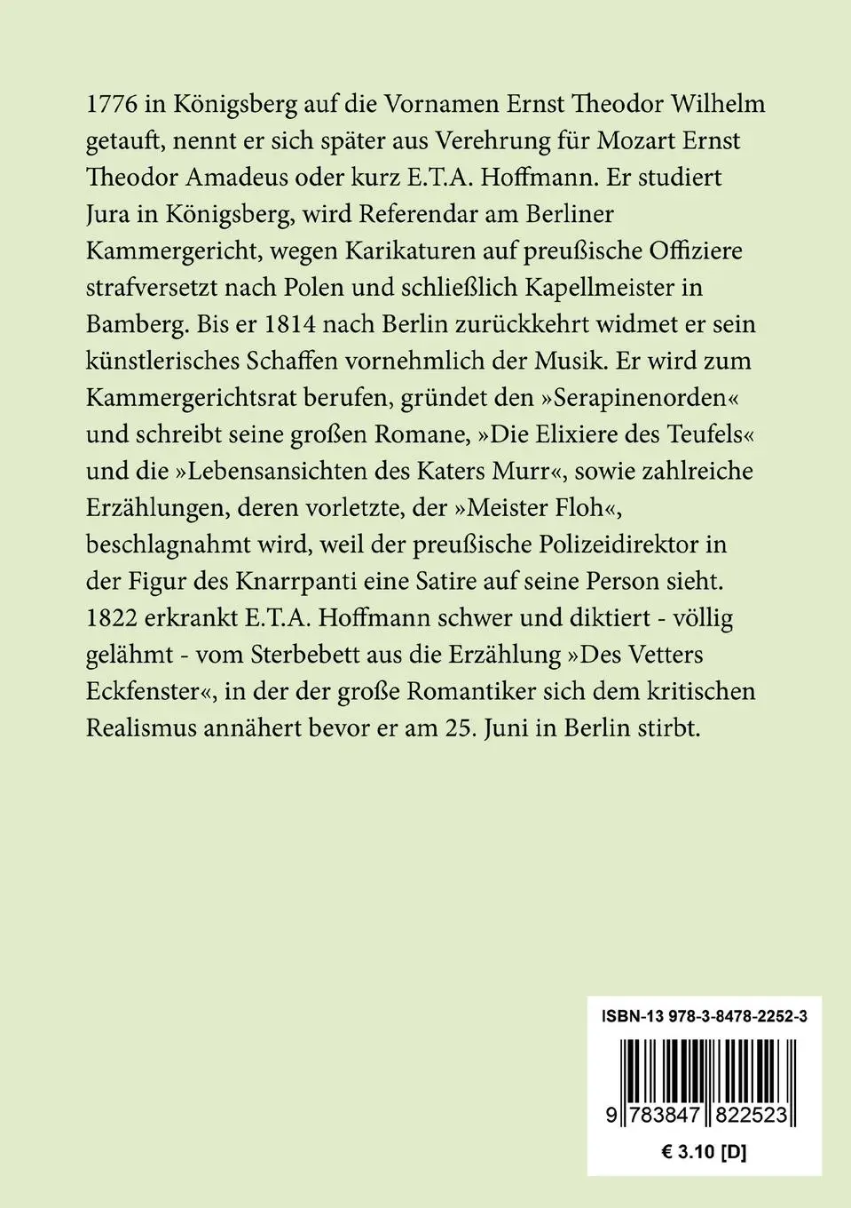 Rückseite: 9783847822523 | Der Sandmann | E. T. A. Hoffmann | Taschenbuch | Paperback | 36 S.