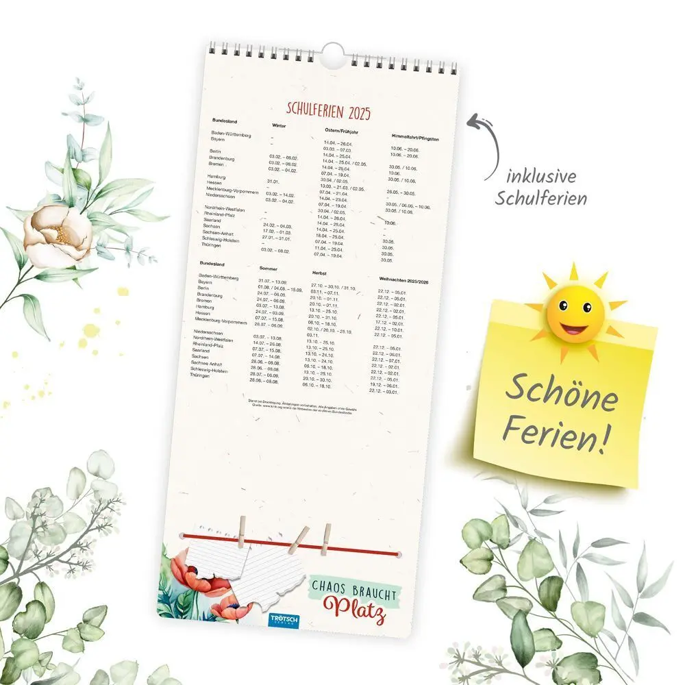 Bild: 9783988022523 | Trötsch Premium-Familienkalender Familientermine Blumen 2025 | Co.KG