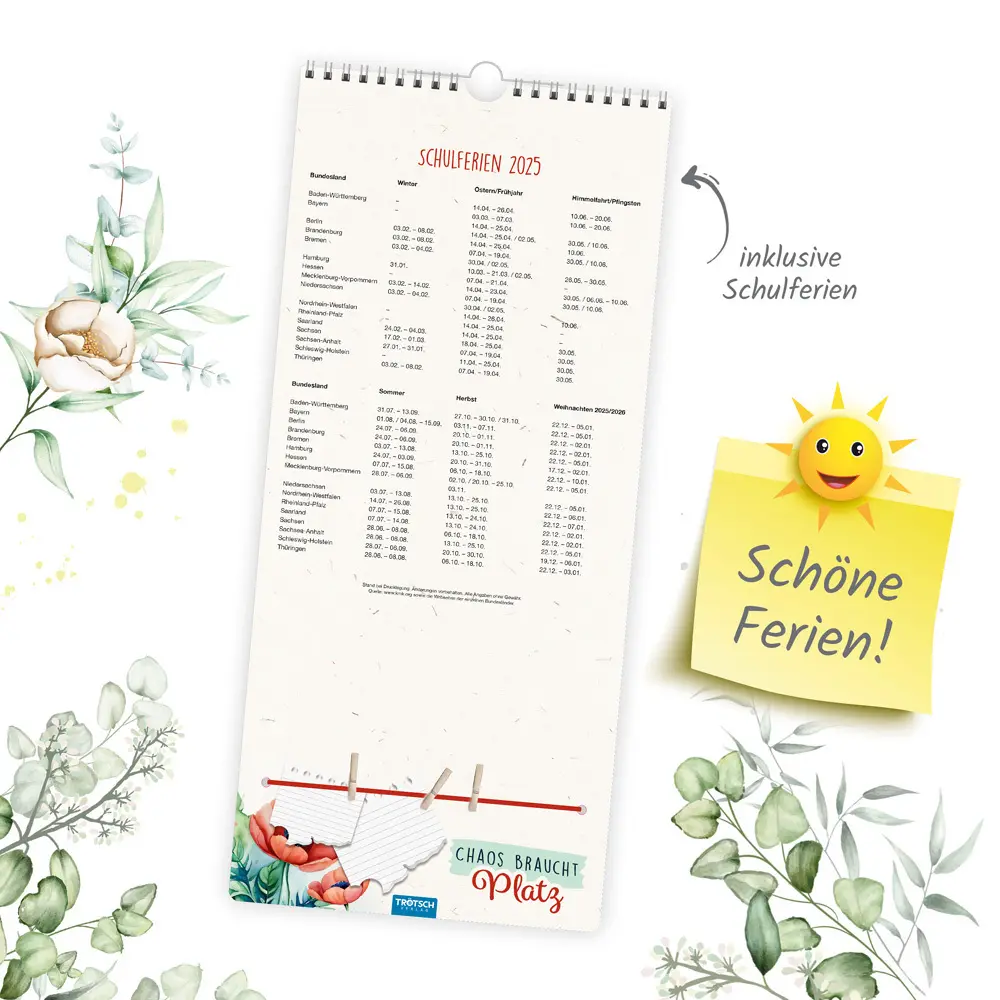 Bild: 9783988022523 | Trötsch Premium-Familienkalender Familientermine Blumen 2025 | Co.KG