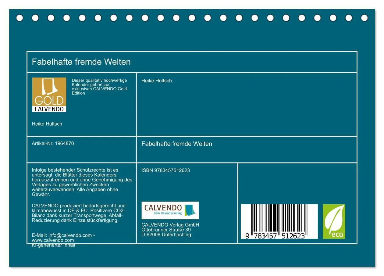 Bild: 9783457512623 | Fabelhafte fremde Welten (Tischkalender 2026 DIN A5 quer), CALVENDO...