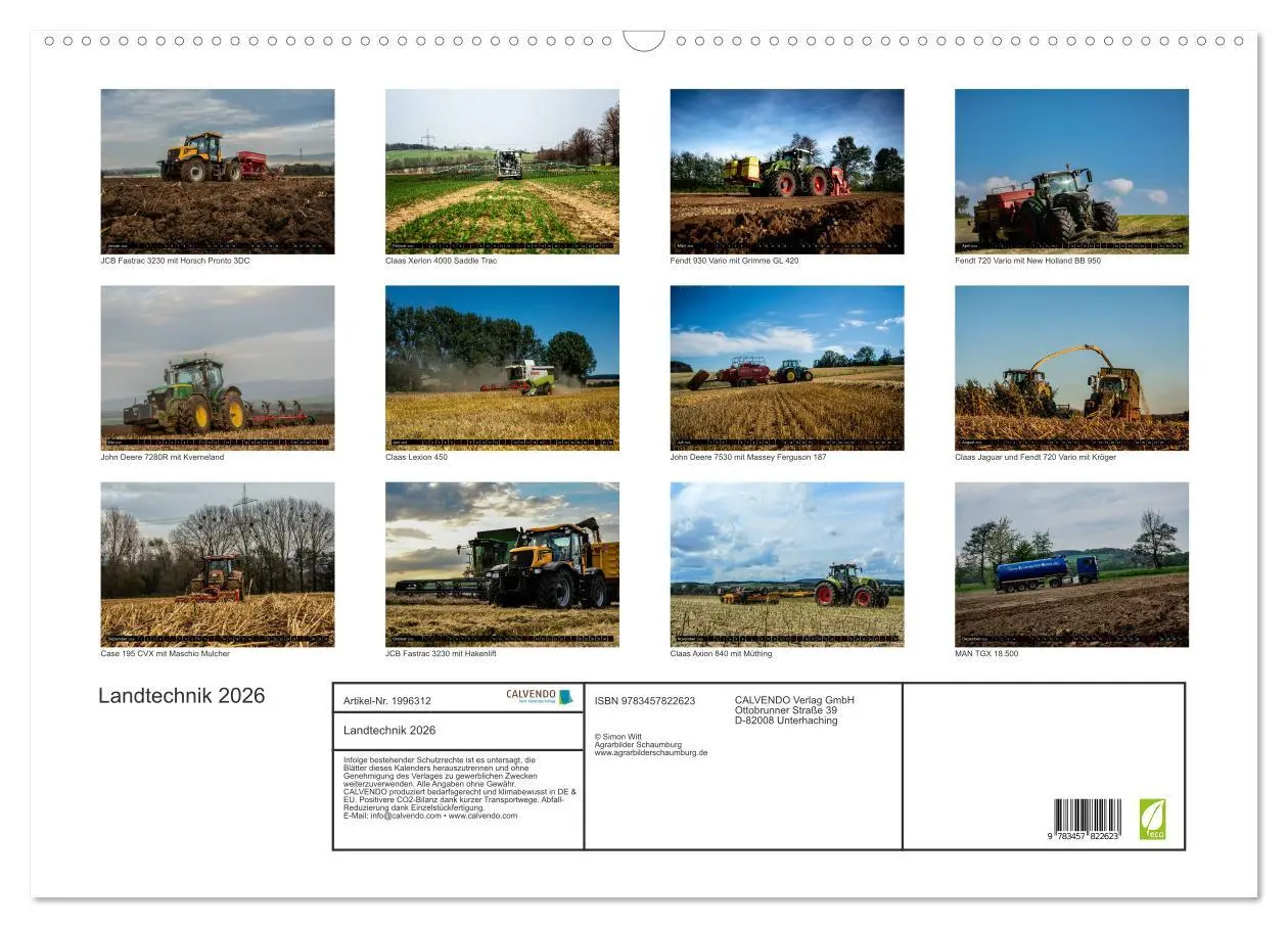 Bild: 9783457822623 | Landtechnik 2026 (Wandkalender 2026 DIN A2 quer), CALVENDO...