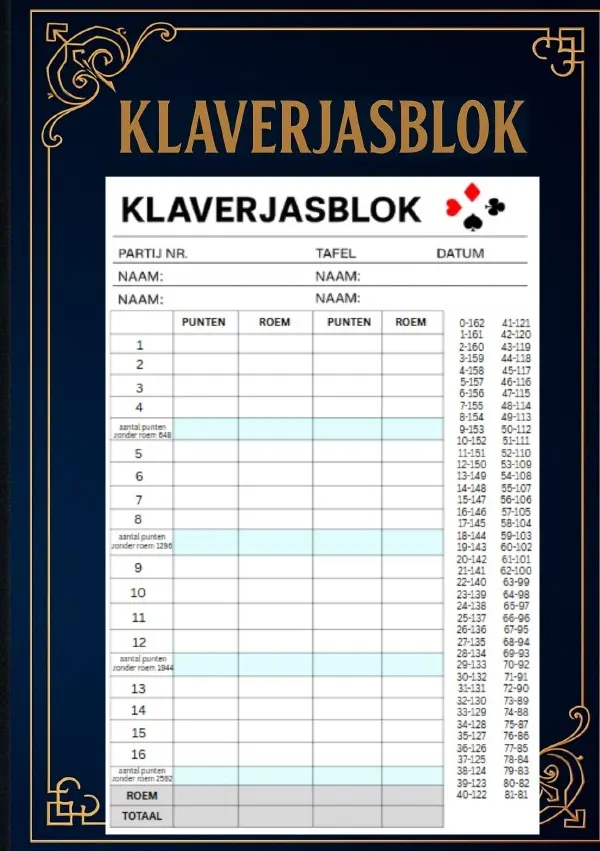 Cover: 9783819712623 | Klaverjas Scoreboek | Klaverjasblok Klaverjassen scoreblokken | Saru