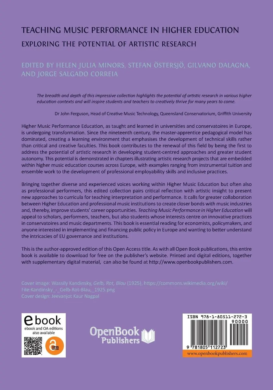 Rückseite: 9781805112723 | Teaching Music Performance in Higher Education | Östersjö (u. a.)