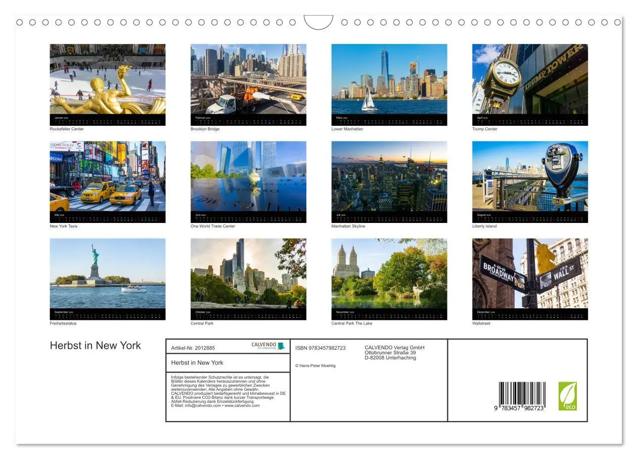 Bild: 9783457982723 | Herbst in New York (Wandkalender 2026 DIN A3 quer), CALVENDO...