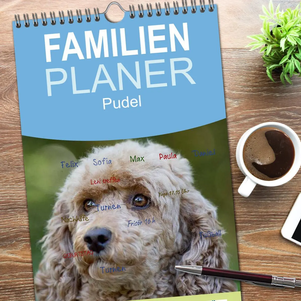 Bild: 9783516522723 | Familienplaner 2026 - Pudel mit 5 Spalten (Wandkalender, 21 x 45...