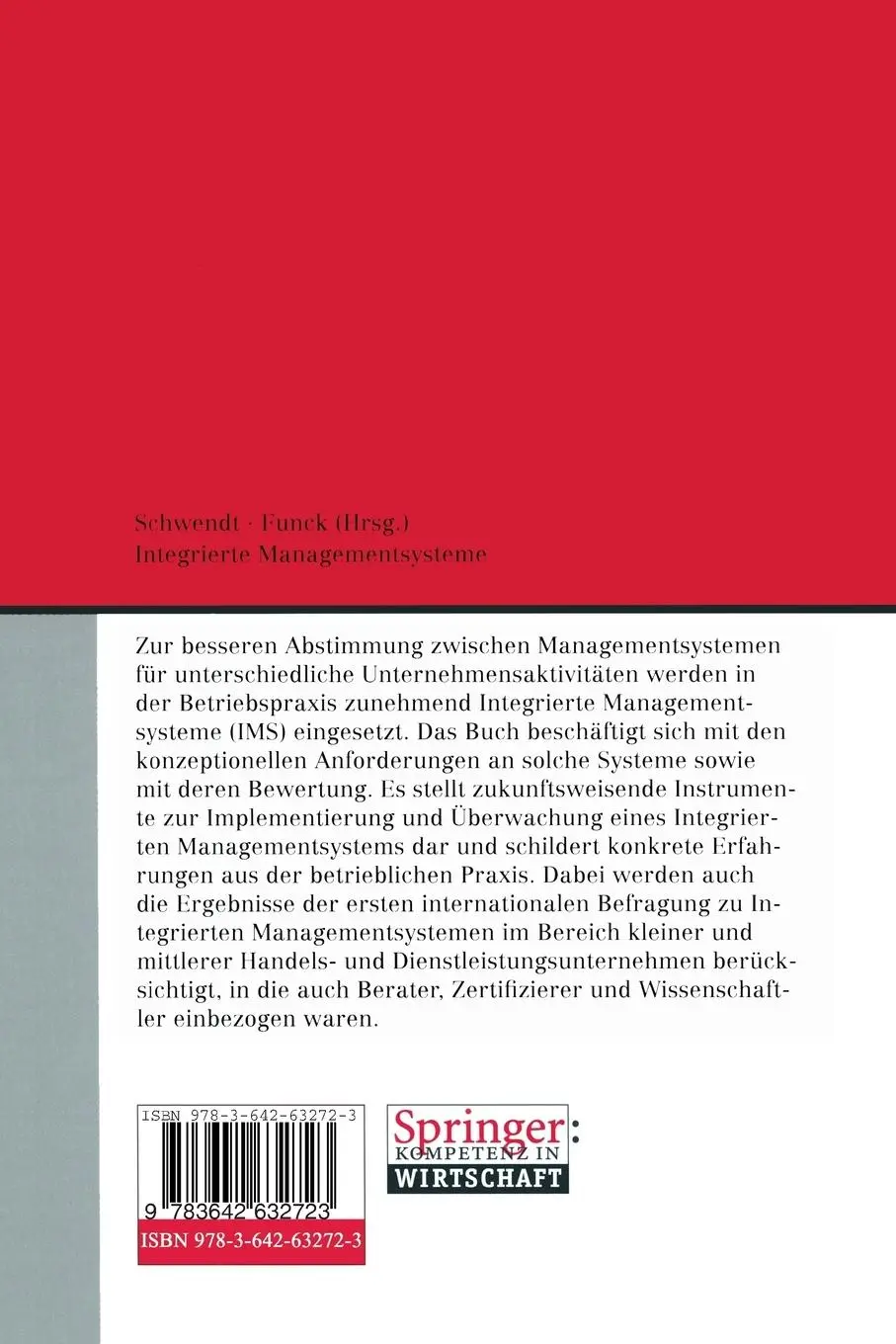 Rückseite: 9783642632723 | Integrierte Managementsysteme | Konzepte, Werkzeuge, Erfahrungen | xii