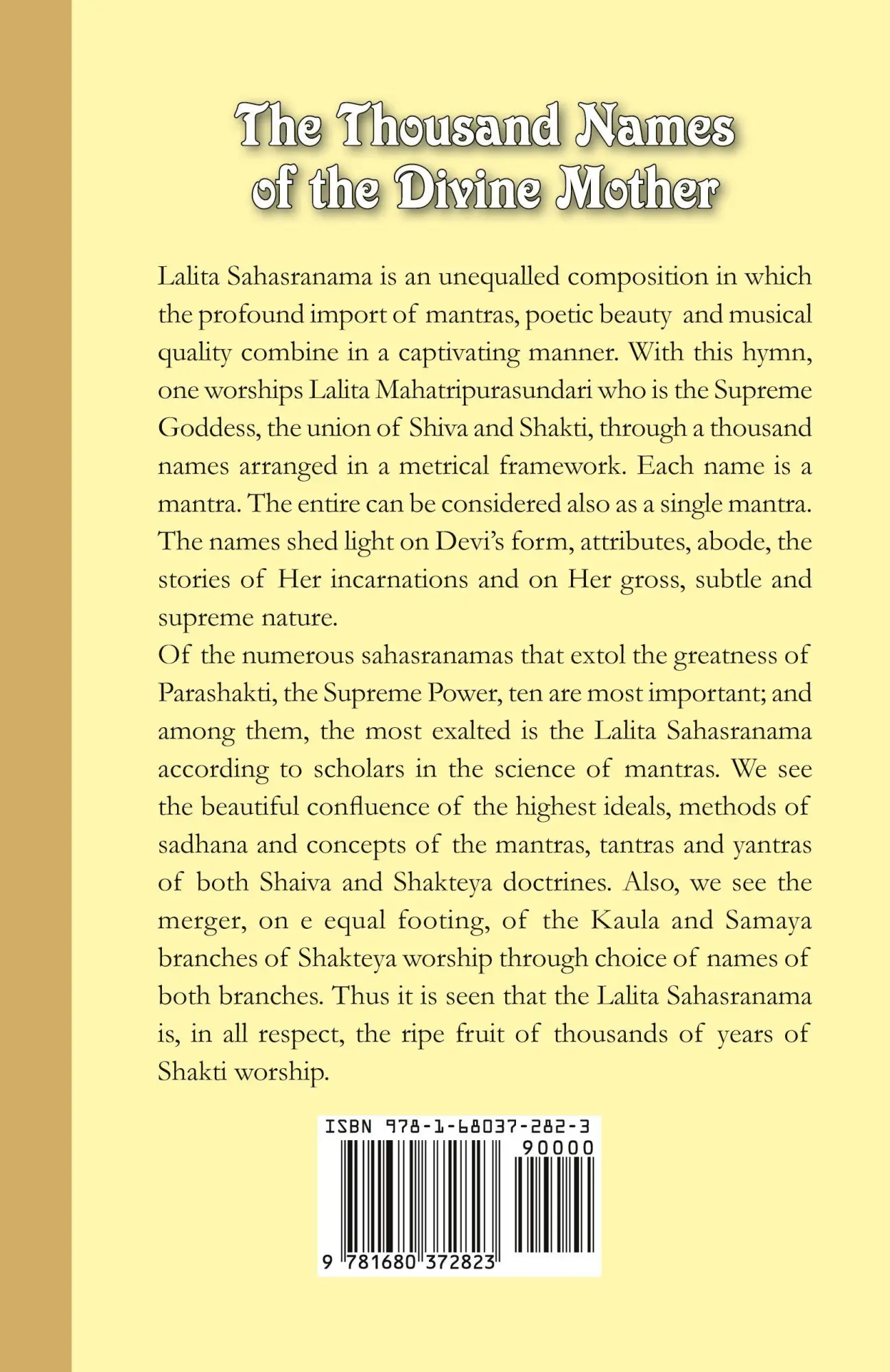 Rückseite: 9781680372823 | The Thousand Names Of The Divine Mother | Shri Lalita Sahasranama
