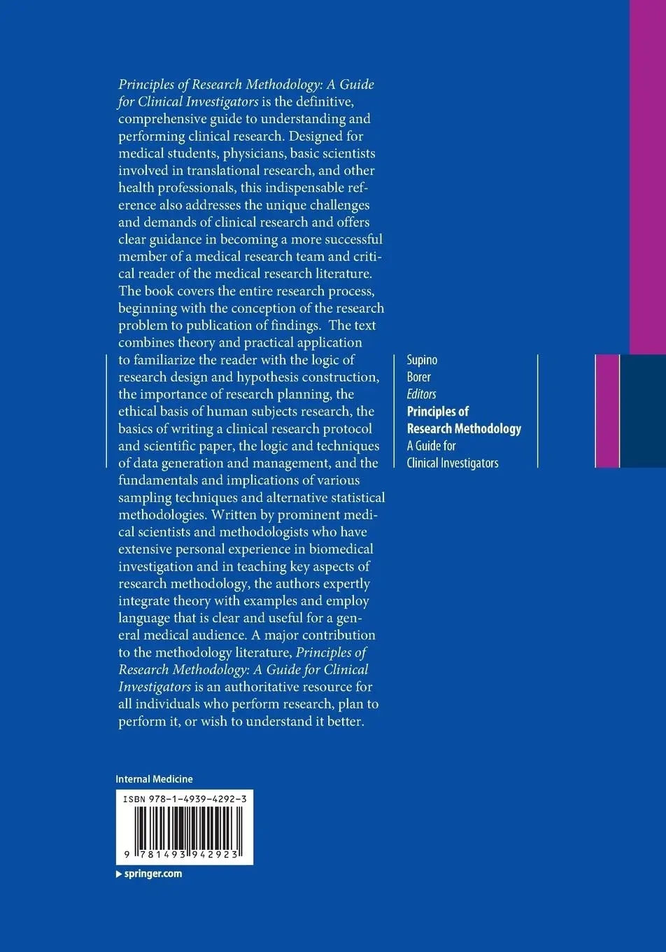 Rückseite: 9781493942923 | Principles of Research Methodology | Phyllis G. Supino (u. a.) | Buch