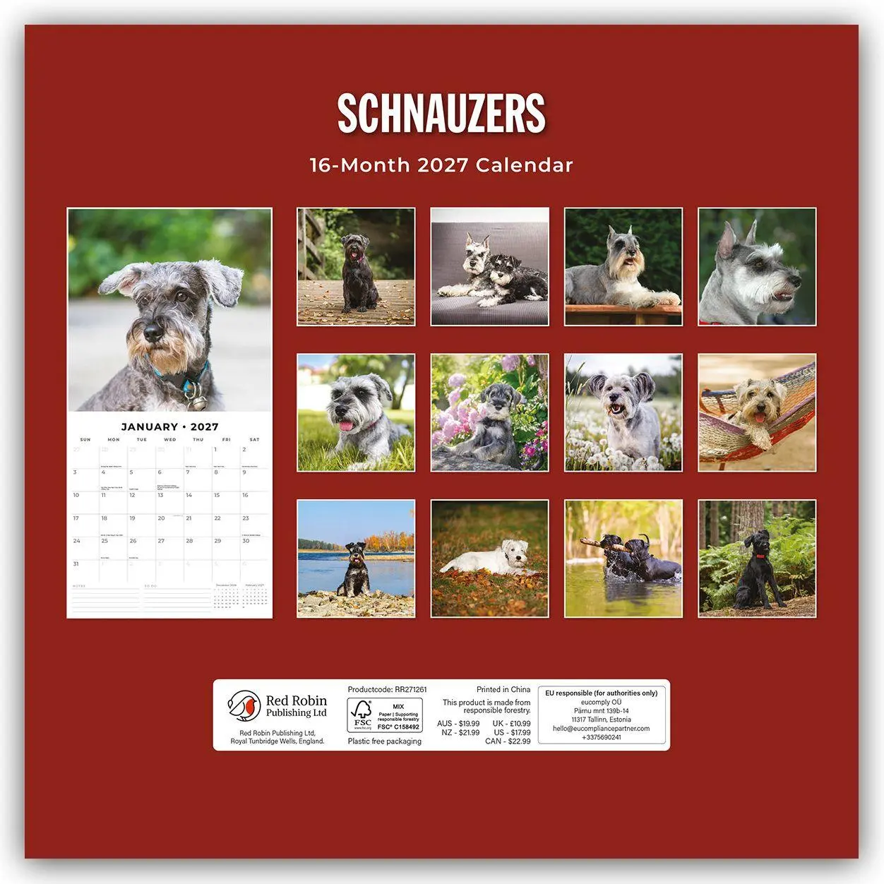 Rückseite: 9781837012923 | Schnauzer 2027 - 16-Monatskalender | Robin Red | Kalender | 28 S.