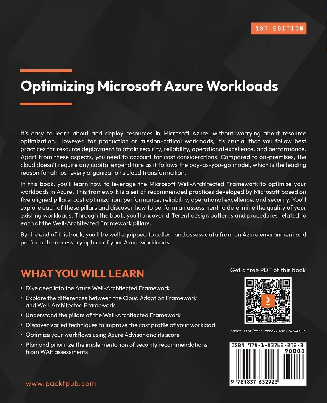 Rückseite: 9781837632923 | Optimizing Microsoft Azure Workloads | Rithin Skaria | Taschenbuch
