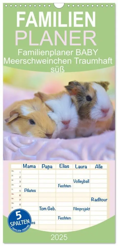 Cover: 9783457102923 | Familienplaner 2025 - Familienplaner BABY Meerschweinchen Traumhaft...
