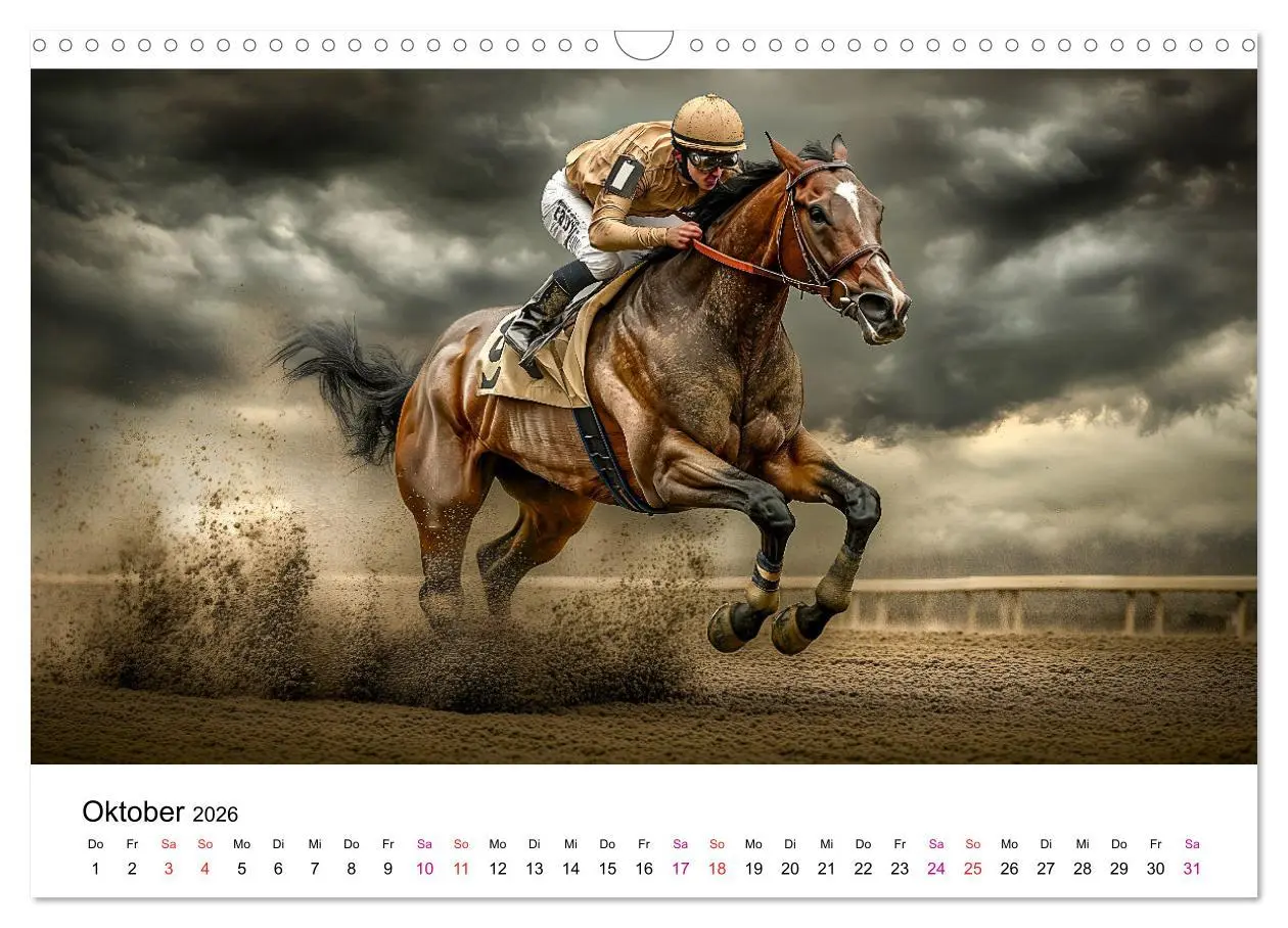 Bild: 9783457342923 | Pferderennen (Wandkalender 2026 DIN A3 quer), CALVENDO Monatskalender