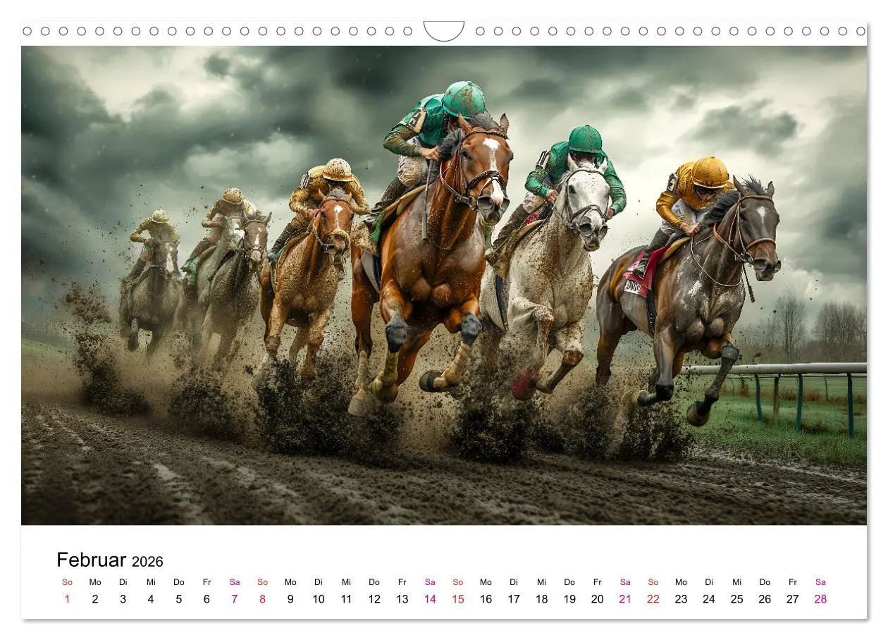 Bild: 9783457342923 | Pferderennen (Wandkalender 2026 DIN A3 quer), CALVENDO Monatskalender