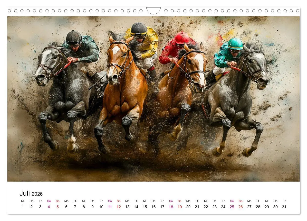 Bild: 9783457342923 | Pferderennen (Wandkalender 2026 DIN A3 quer), CALVENDO Monatskalender