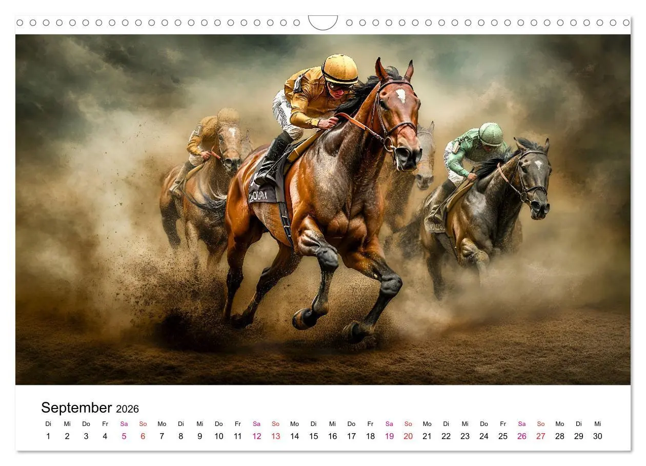 Bild: 9783457342923 | Pferderennen (Wandkalender 2026 DIN A3 quer), CALVENDO Monatskalender