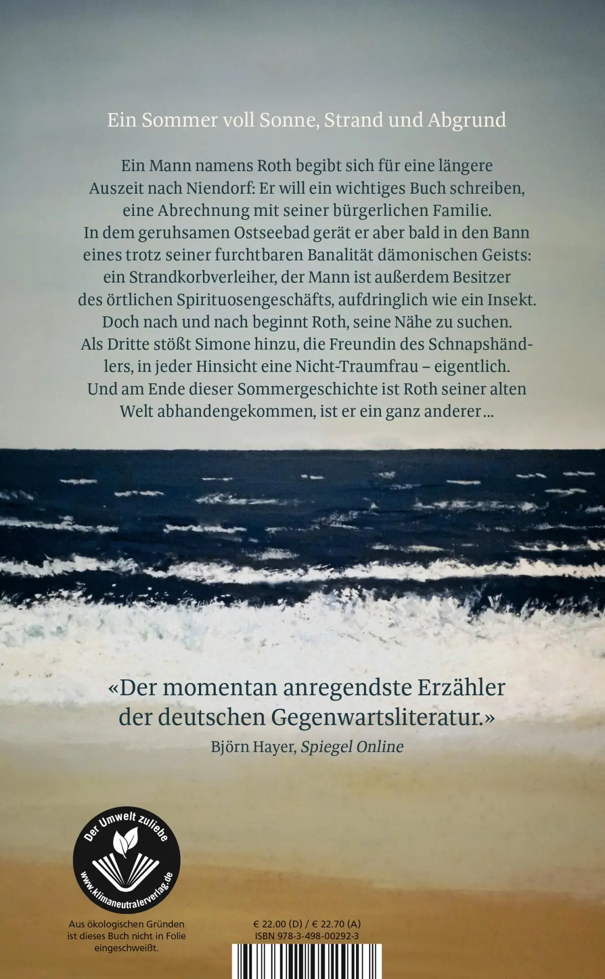 Rückseite: 9783498002923 | Ein Sommer in Niendorf | Roman SPIEGEL Bestseller Platz 1 | Strunk