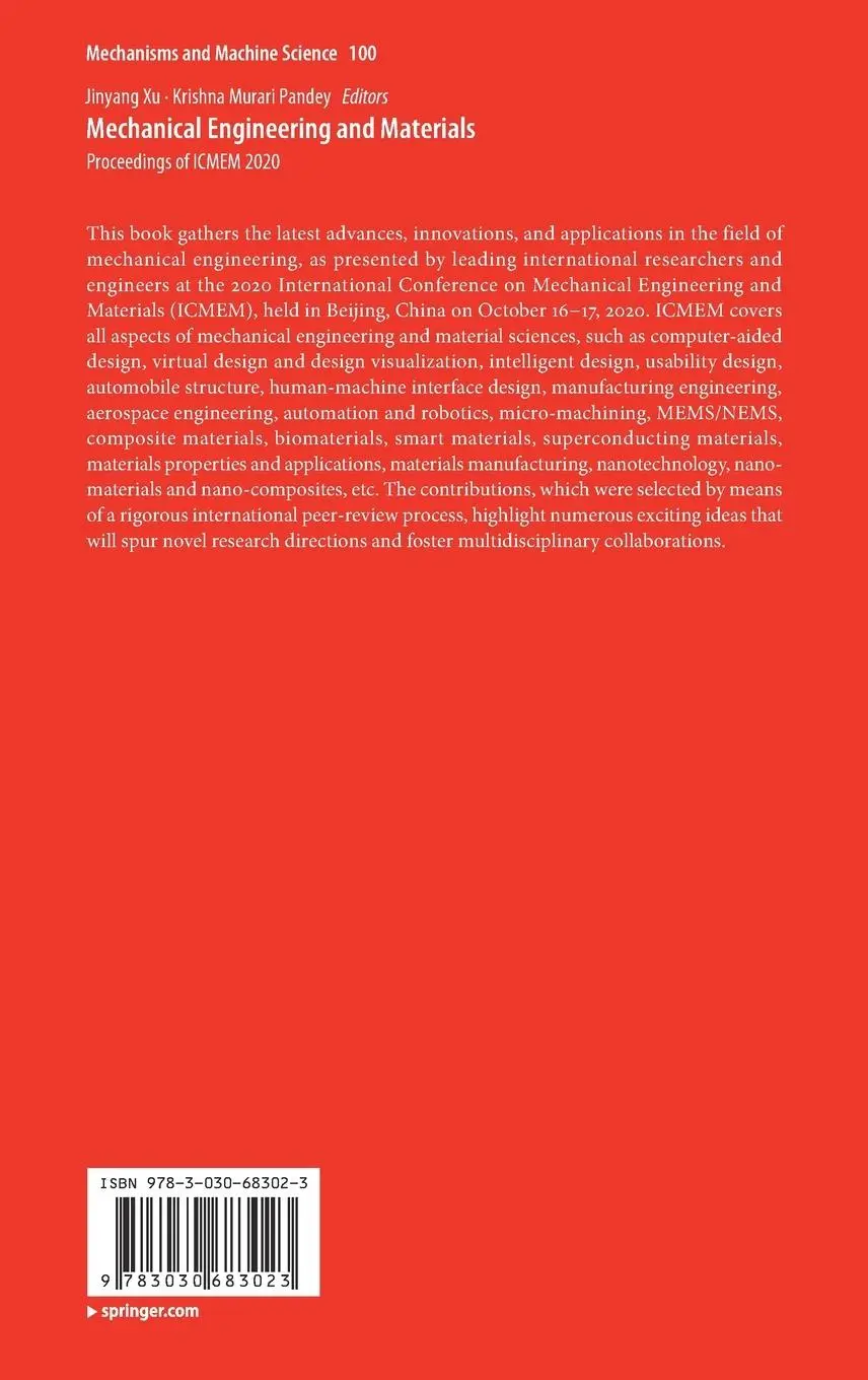 Rückseite: 9783030683023 | Mechanical Engineering and Materials | Proceedings of ICMEM 2020 | xi