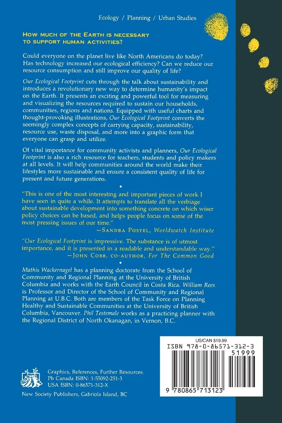 Rückseite: 9780865713123 | Our Ecological Footprint | Reducing Human Impact on the Earth | Buch