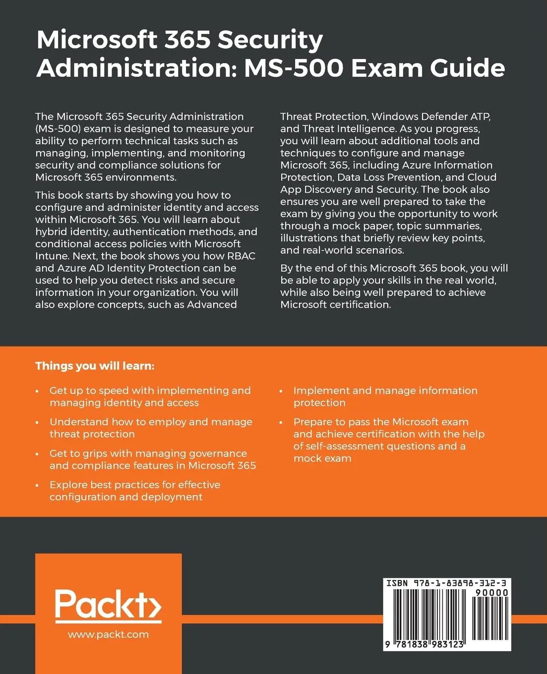 Rückseite: 9781838983123 | Microsoft 365 Security Administration | Peter Rising | Taschenbuch