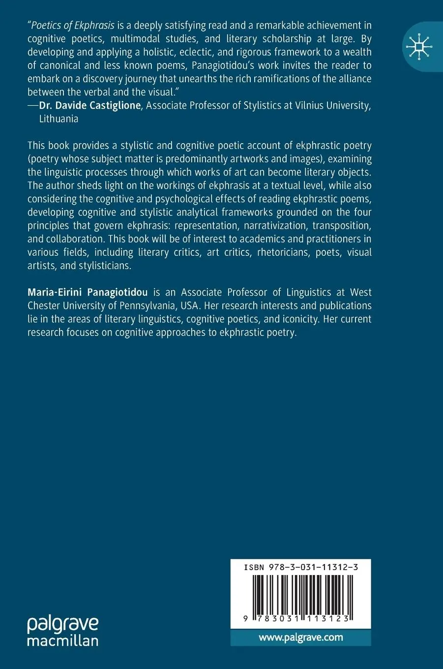 Rückseite: 9783031113123 | The Poetics of Ekphrasis | A Stylistic Approach | Panagiotidou | Buch