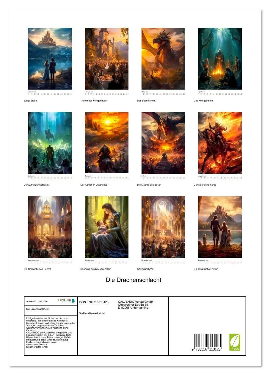 Bild: 9783516313123 | Die Drachenschlacht (Wandkalender 2026 DIN A3 hoch), CALVENDO...