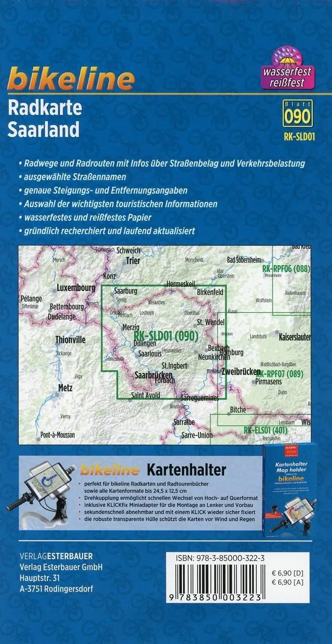 Bild: 9783850003223 | Bikeline Radkarte Deutschland Saarland 1 : 75 000 | Esterbauer Verlag