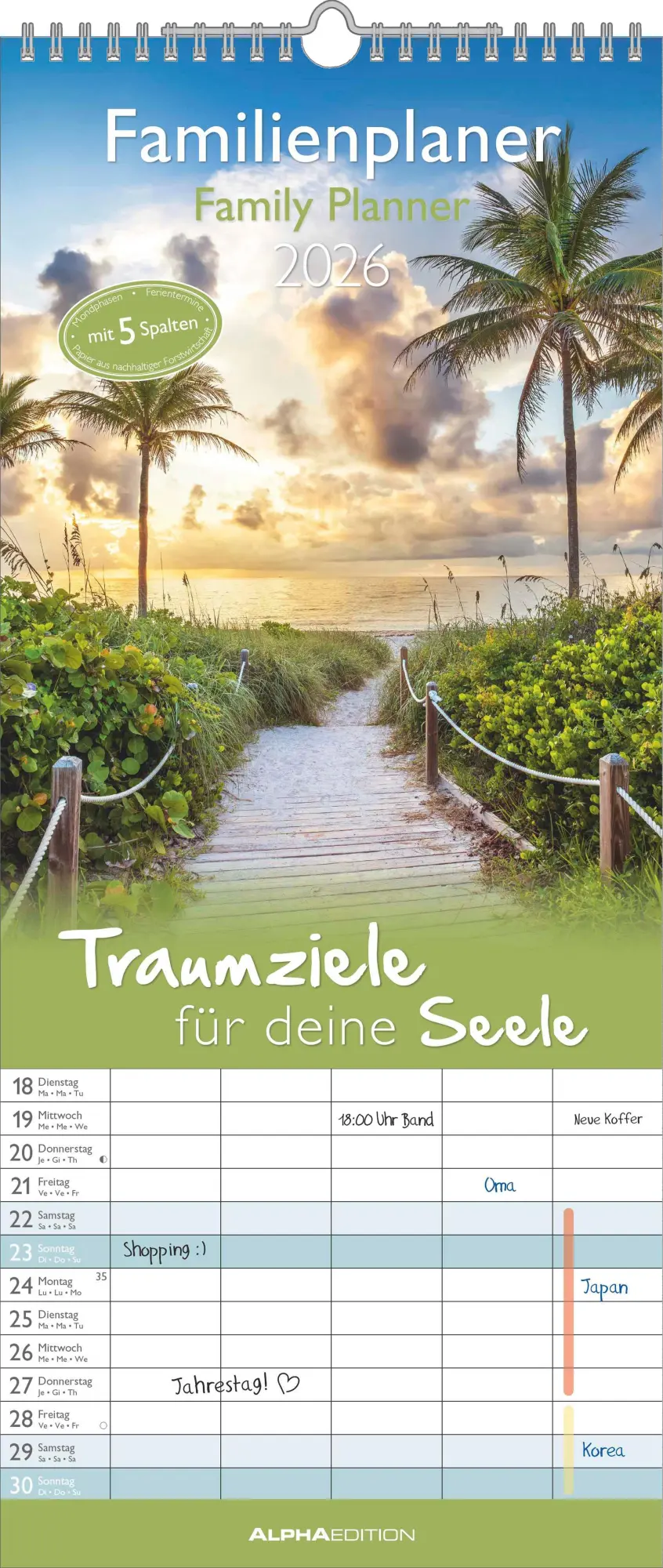 Cover: 4069095003323 | Traumziele 2026 Familienplaner - Familienkalender - Wandkalender -...