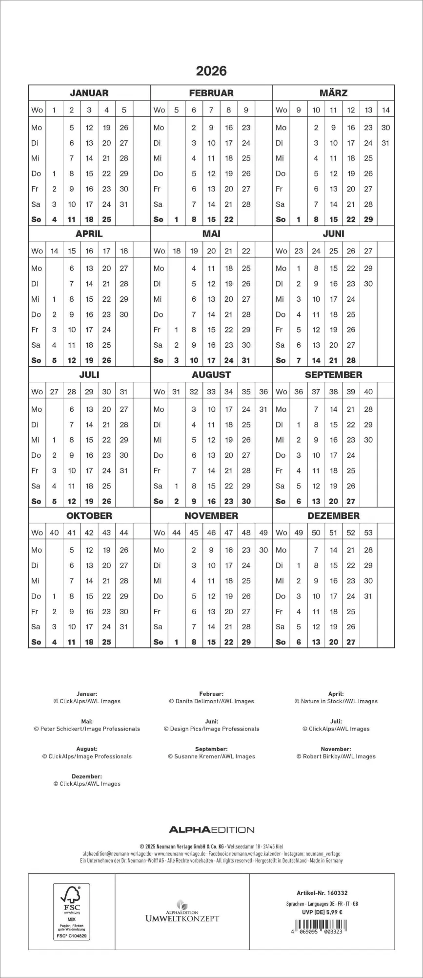 Rückseite: 4069095003323 | Traumziele 2026 Familienplaner - Familienkalender - Wandkalender -...