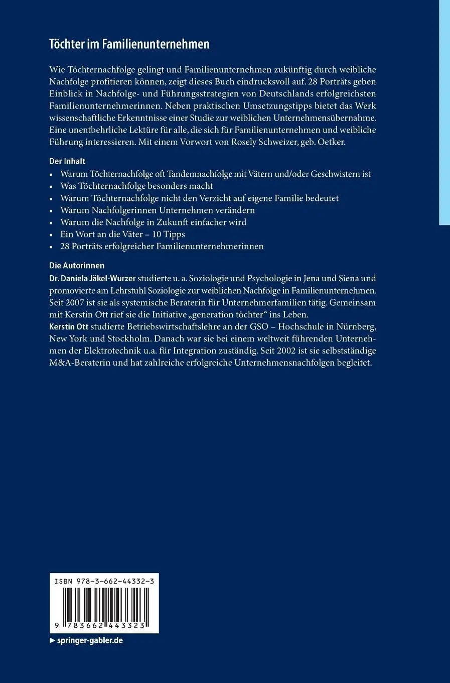 Rückseite: 9783662443323 | Töchter im Familienunternehmen | Kerstin Ott (u. a.) | Buch | xiii