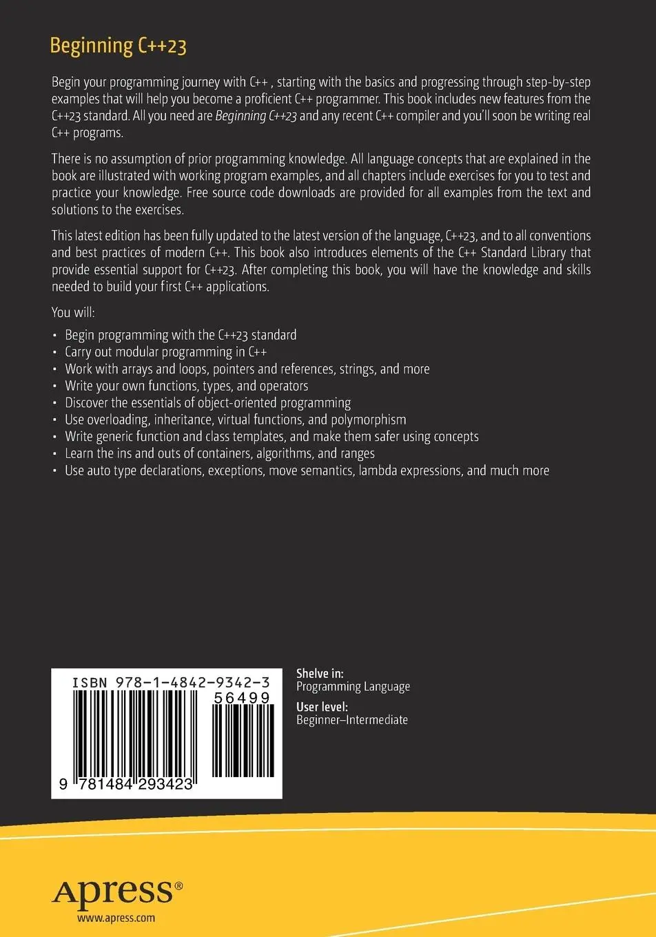 Rückseite: 9781484293423 | Beginning C++23 | From Beginner to Pro | Peter van Weert (u. a.) | xxx