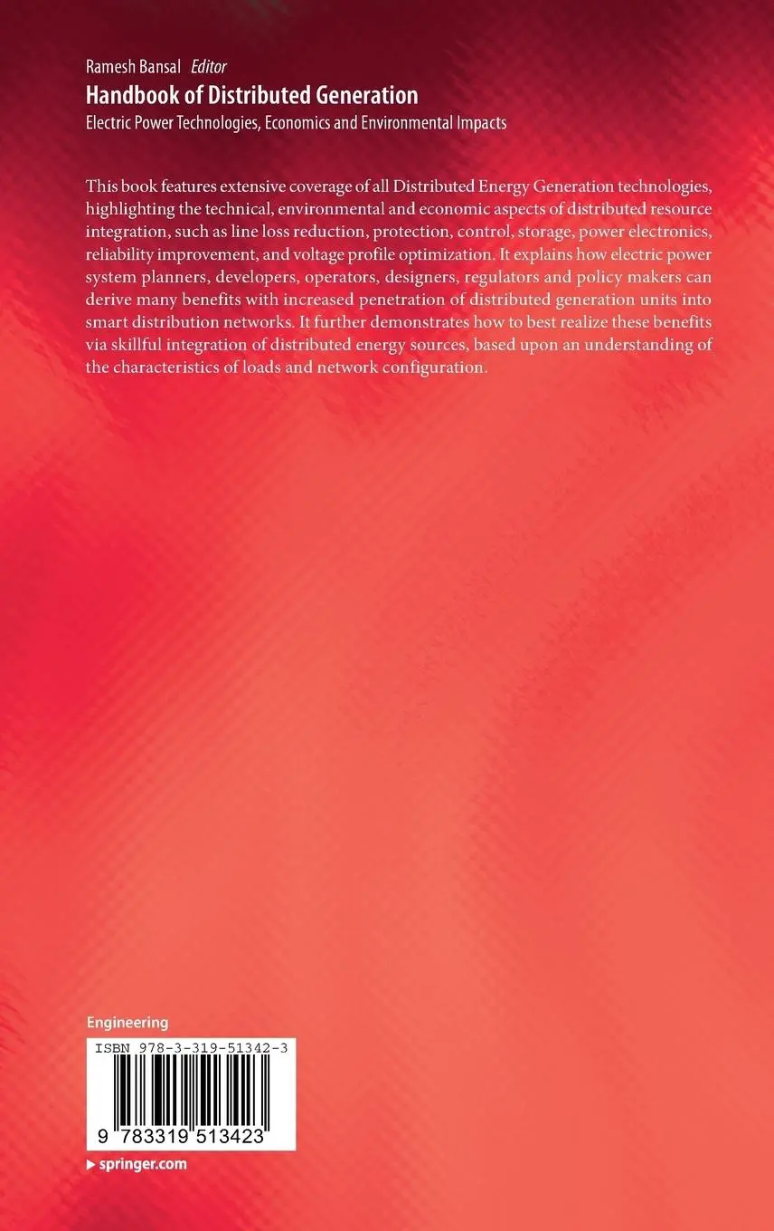 Rückseite: 9783319513423 | Handbook of Distributed Generation | Ramesh Bansal | Buch | ix | 2017