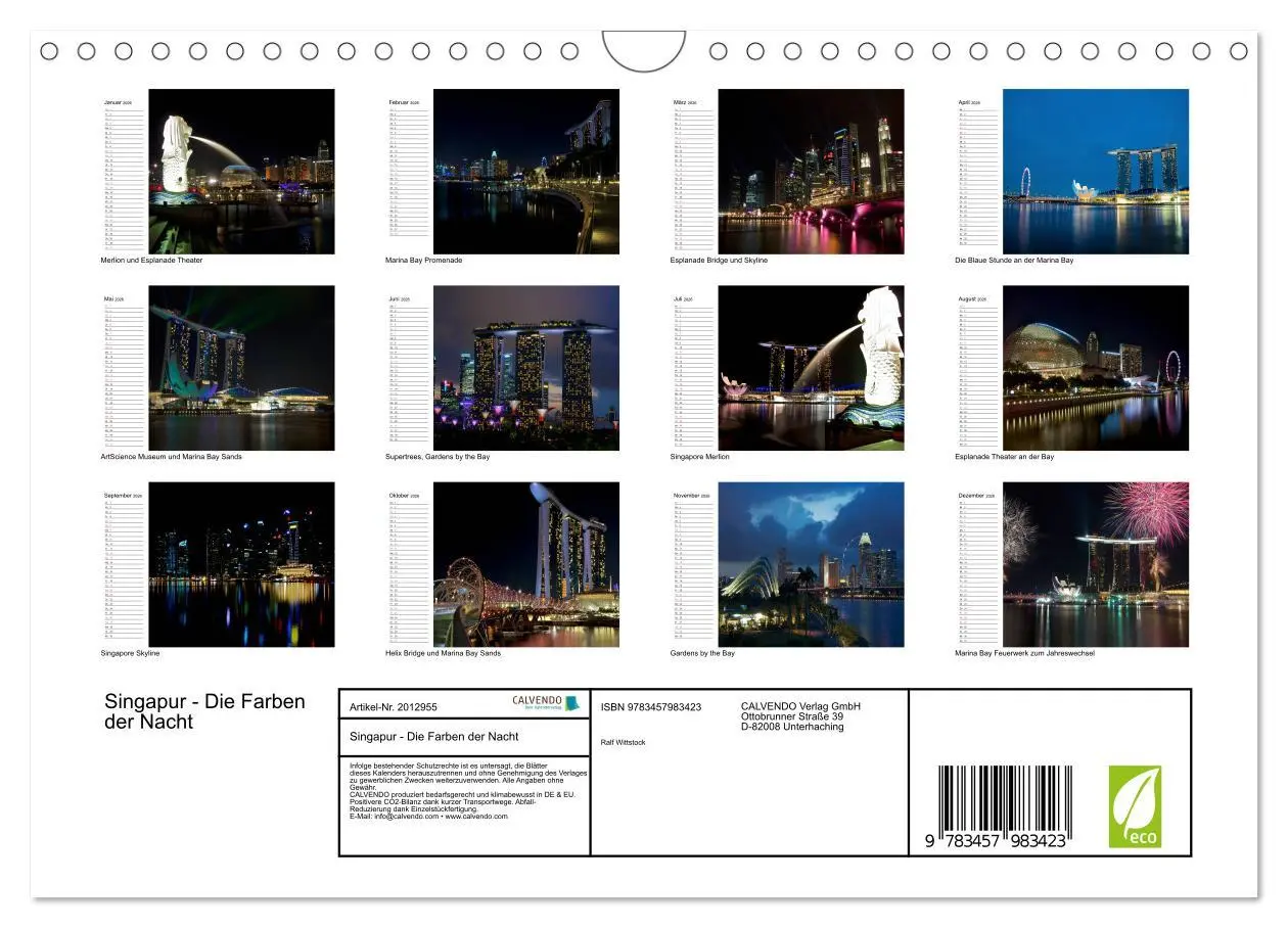 Bild: 9783457983423 | Singapur - Die Farben der Nacht (Wandkalender 2026 DIN A4 quer),...