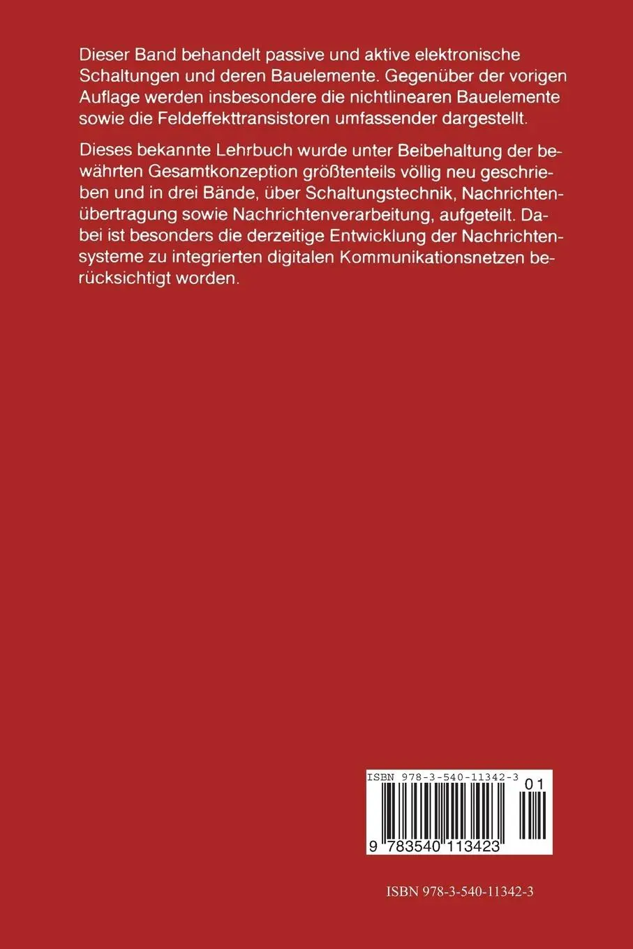 Rückseite: 9783540113423 | Nachrichtentechnik | Band 1: Schaltungstechnik | Rupprecht (u. a.) | x