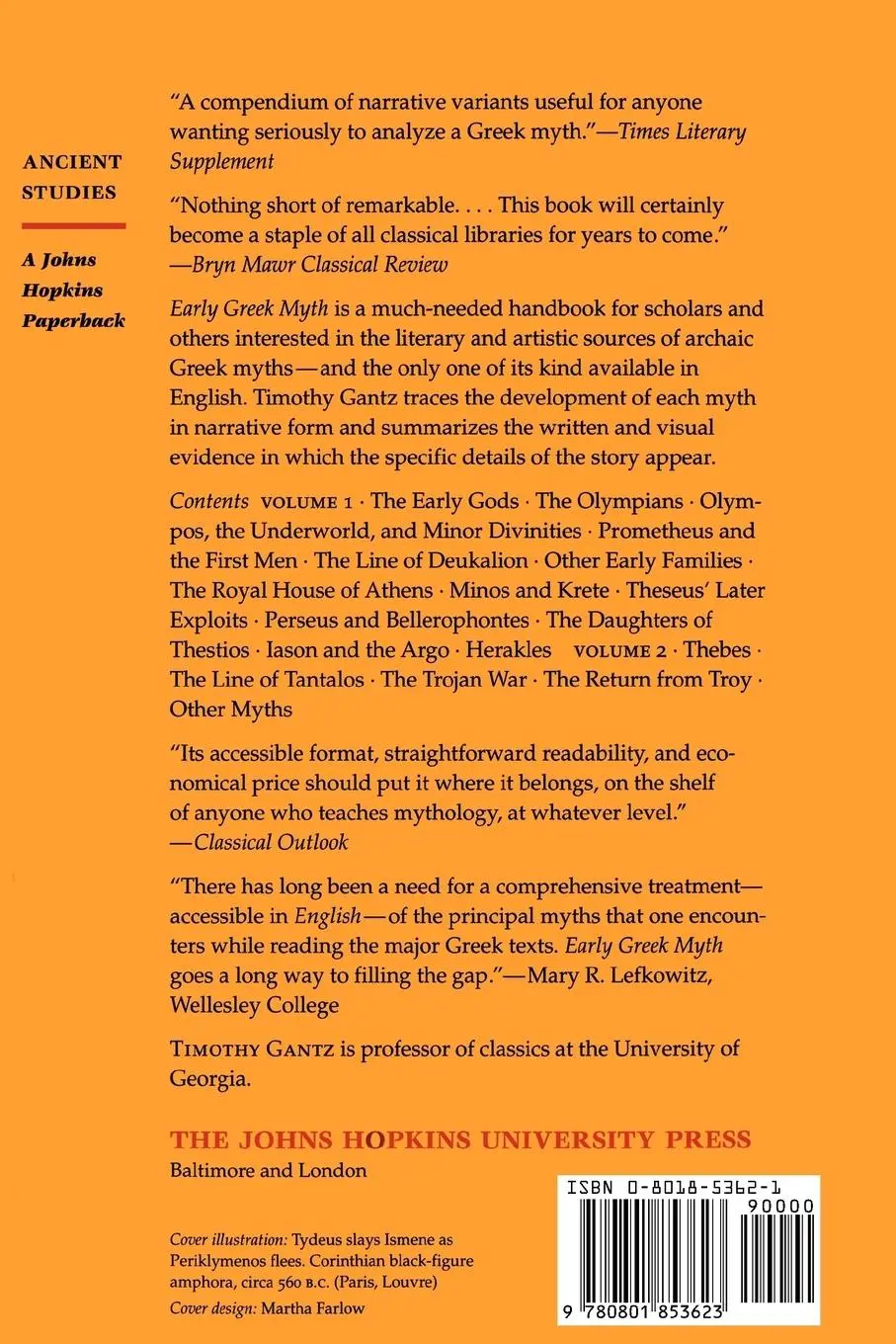 Rückseite: 9780801853623 | Early Greek Myth | A Guide to Literary and Artistic Sources | Gantz