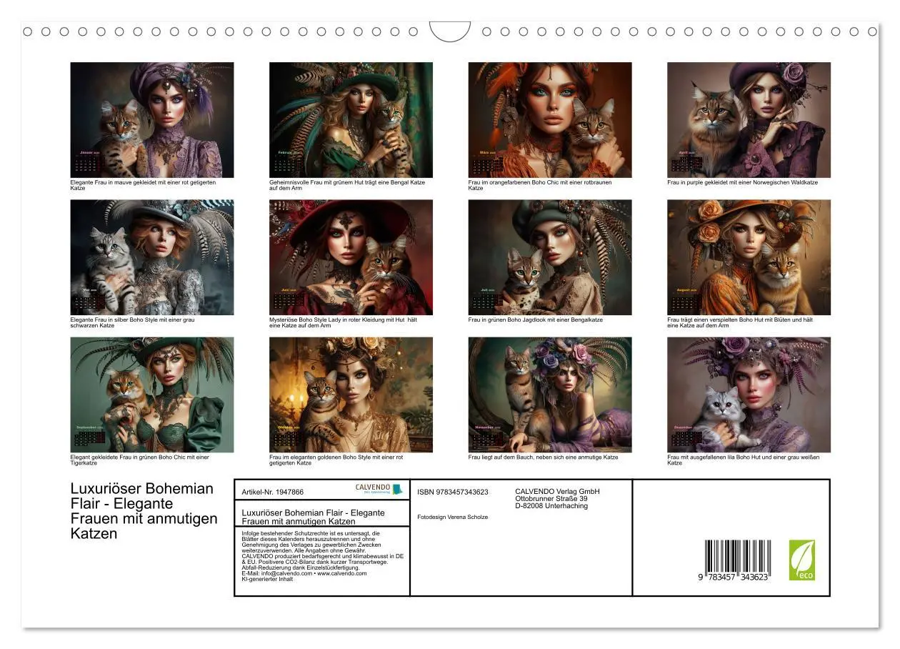 Bild: 9783457343623 | Luxuriöser Bohemian Flair - Elegante Frauen mit anmutigen Katzen...
