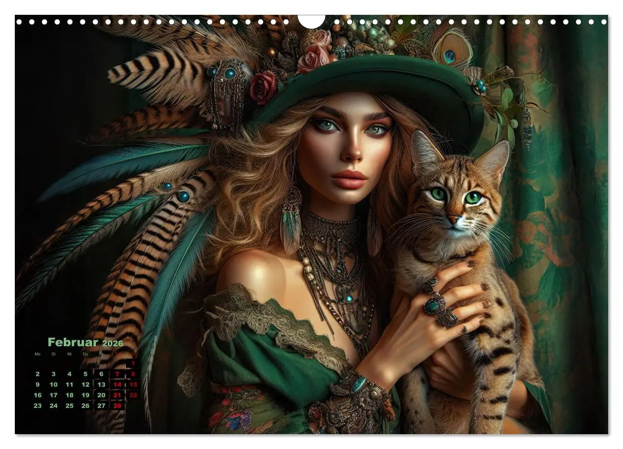 Bild: 9783457343623 | Luxuriöser Bohemian Flair - Elegante Frauen mit anmutigen Katzen...