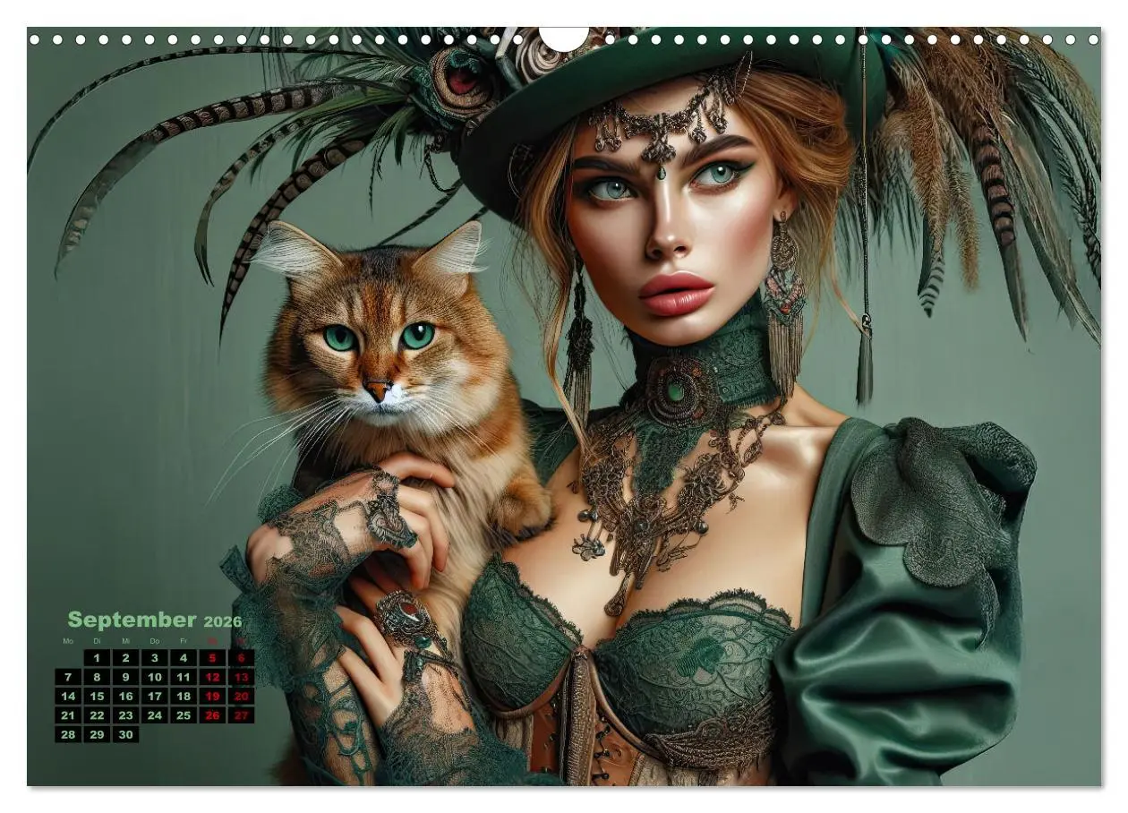 Bild: 9783457343623 | Luxuriöser Bohemian Flair - Elegante Frauen mit anmutigen Katzen...