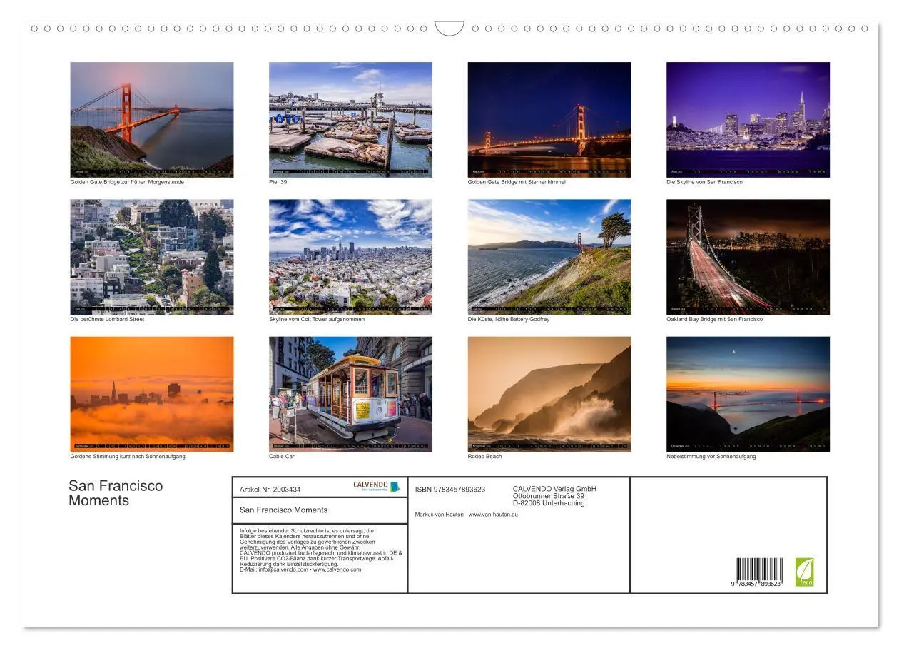 Bild: 9783457893623 | San Francisco Moments (Wandkalender 2026 DIN A2 quer), CALVENDO...