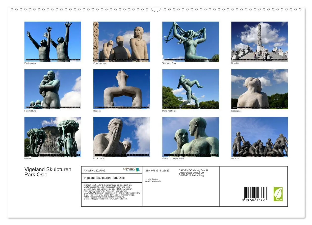Bild: 9783516123623 | Vigeland Skulpturen Park Oslo (hochwertiger Premium Wandkalender...