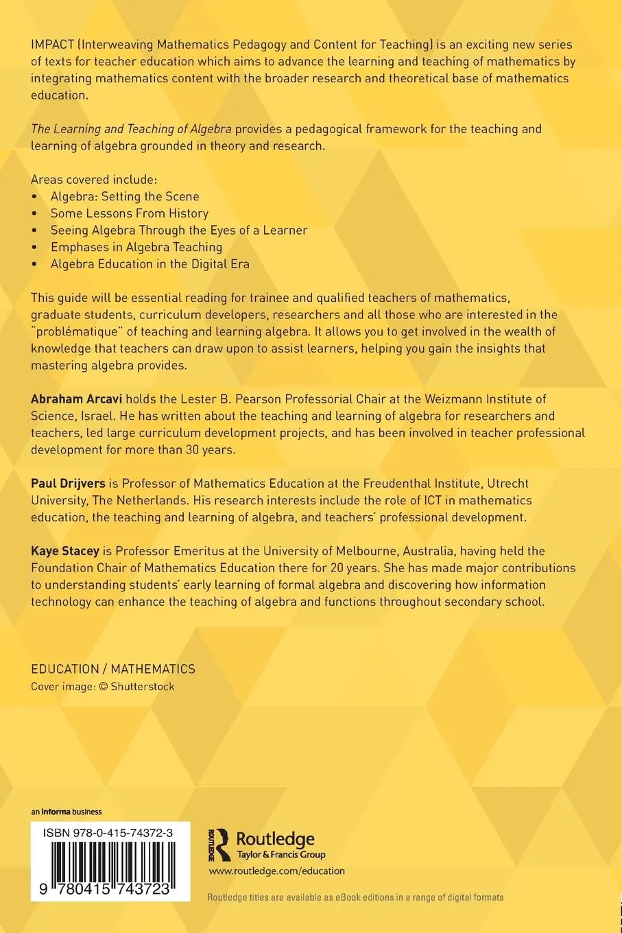 Rückseite: 9780415743723 | The Learning and Teaching of Algebra | Ideas, Insights and Activities