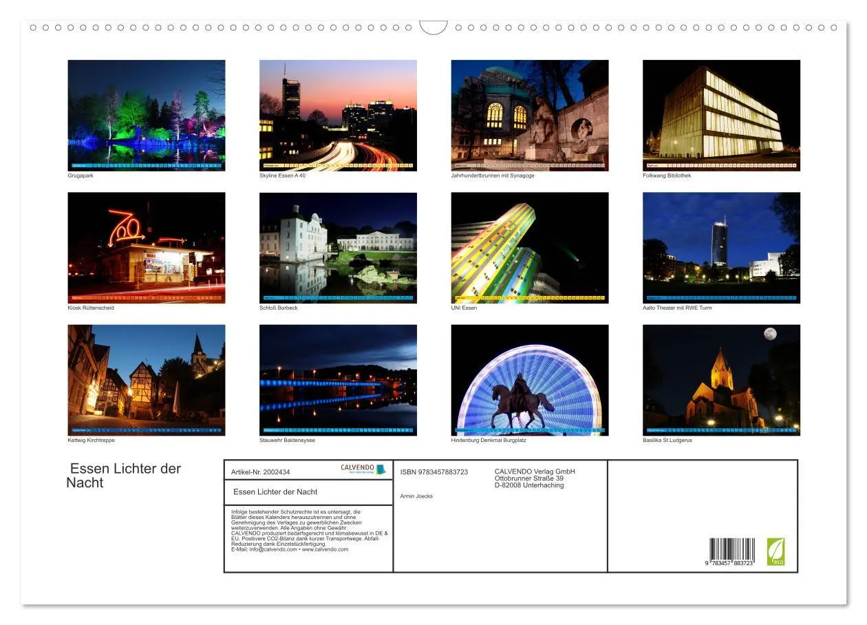 Bild: 9783457883723 | Essen Lichter der Nacht (Wandkalender 2026 DIN A2 quer), CALVENDO...
